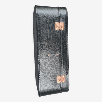 Black leather suitcase: vintage