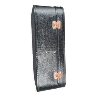 Black leather suitcase: vintage