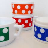 Set of 4 Arcopal polka dot coffee cups