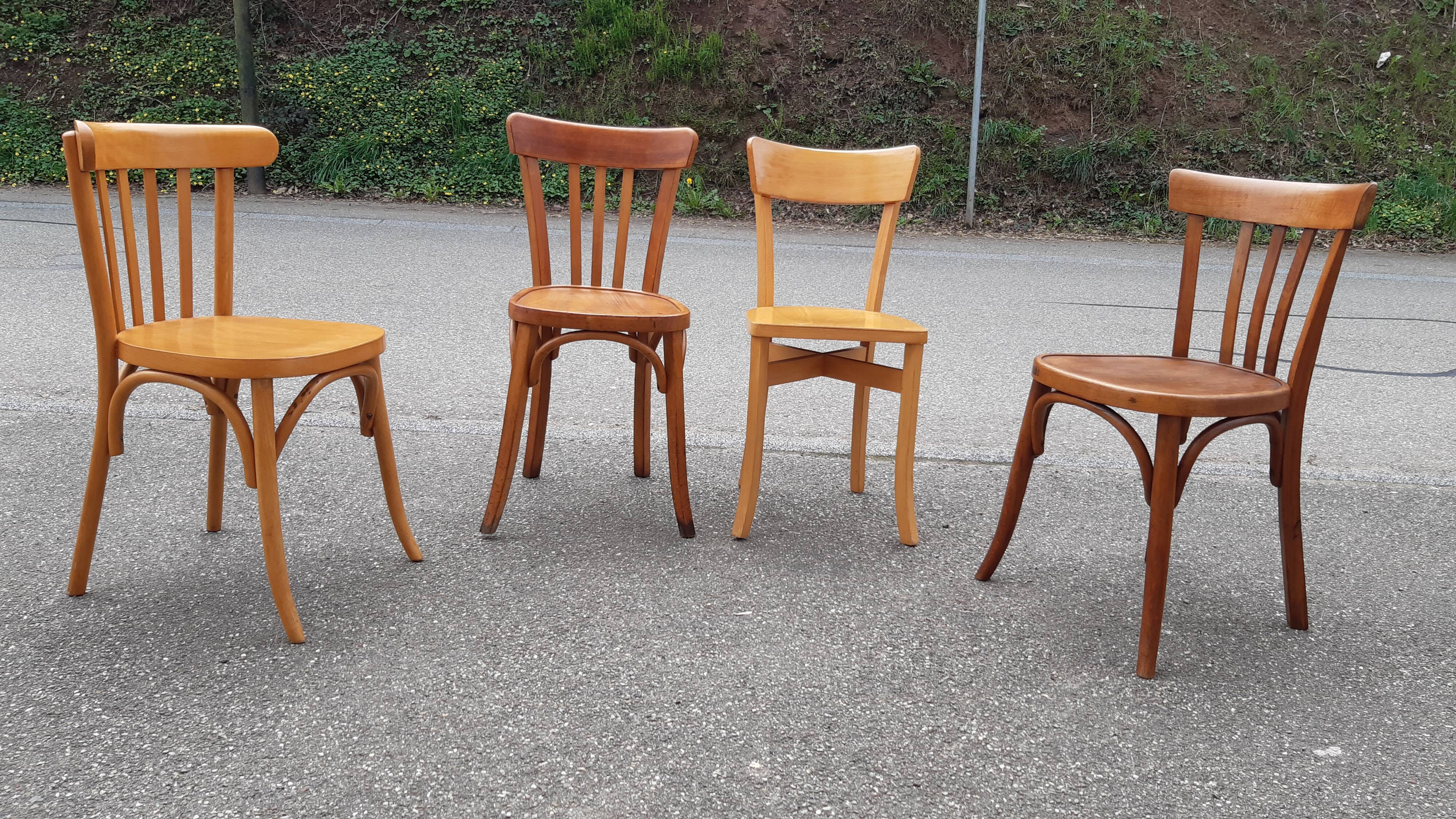 Set of 4 mismatched bistro chairs