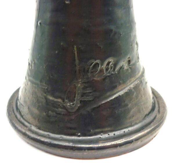 Vase pichet en céramique émaillée noire métal, signé Jean Marais, Vallauris