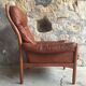 Scandinavian armchair in teak and leather - 1960