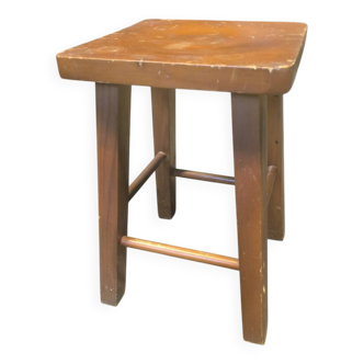 Vintage farmhouse stool in rustic fir