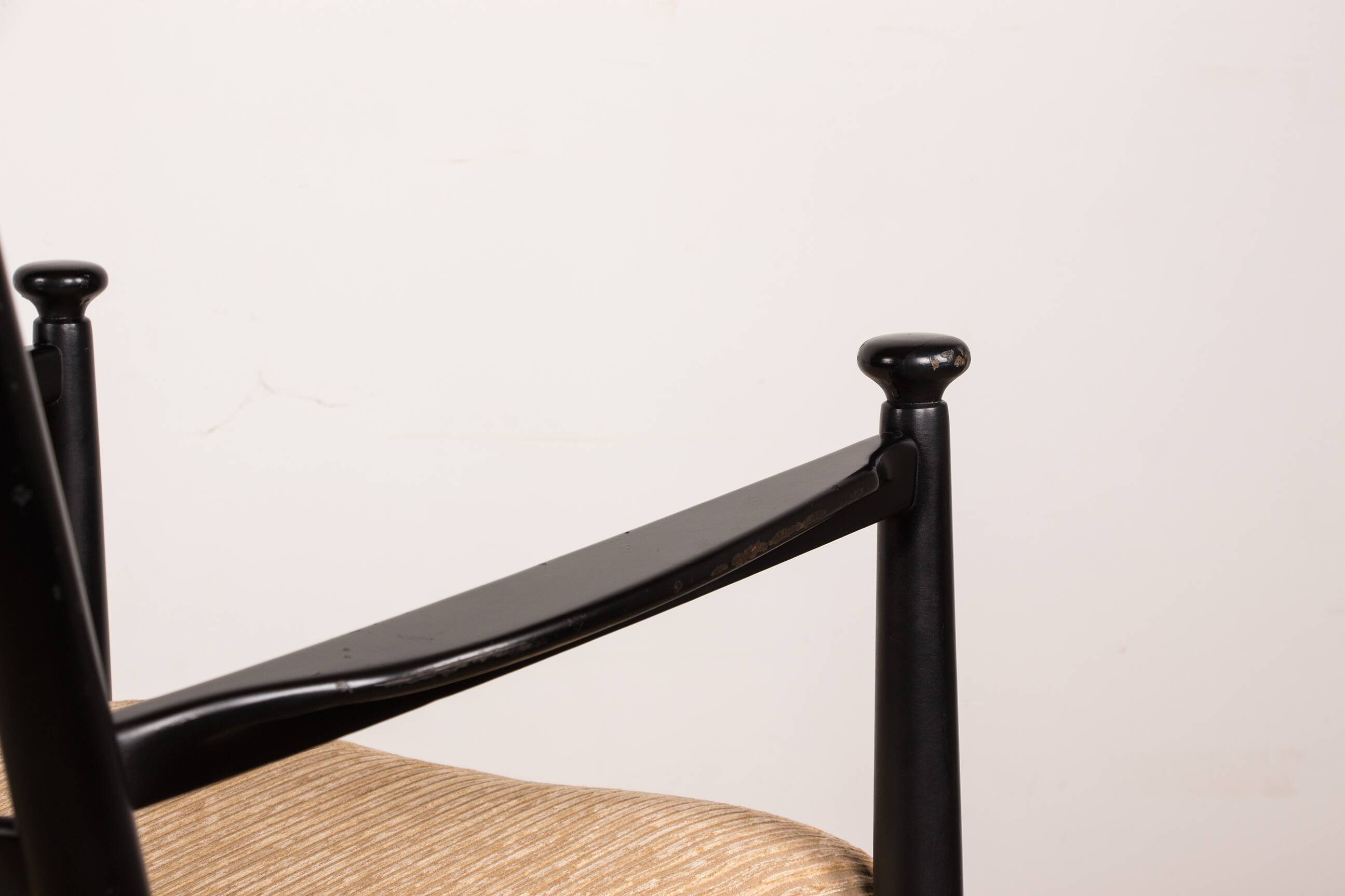 Danish Rocking Chair in lacquered wood and fabric model 218, Thomas Harlev 1960.