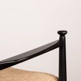 Danish Rocking Chair in lacquered wood and fabric model 218, Thomas Harlev 1960.