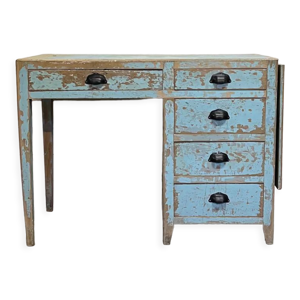 Bureau enfant patine bleue