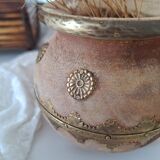 Wooden and brass vase