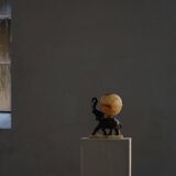 Art Deco Table Lamp, Elephant with Alabaster Globe, Early 20th Century, 1930s