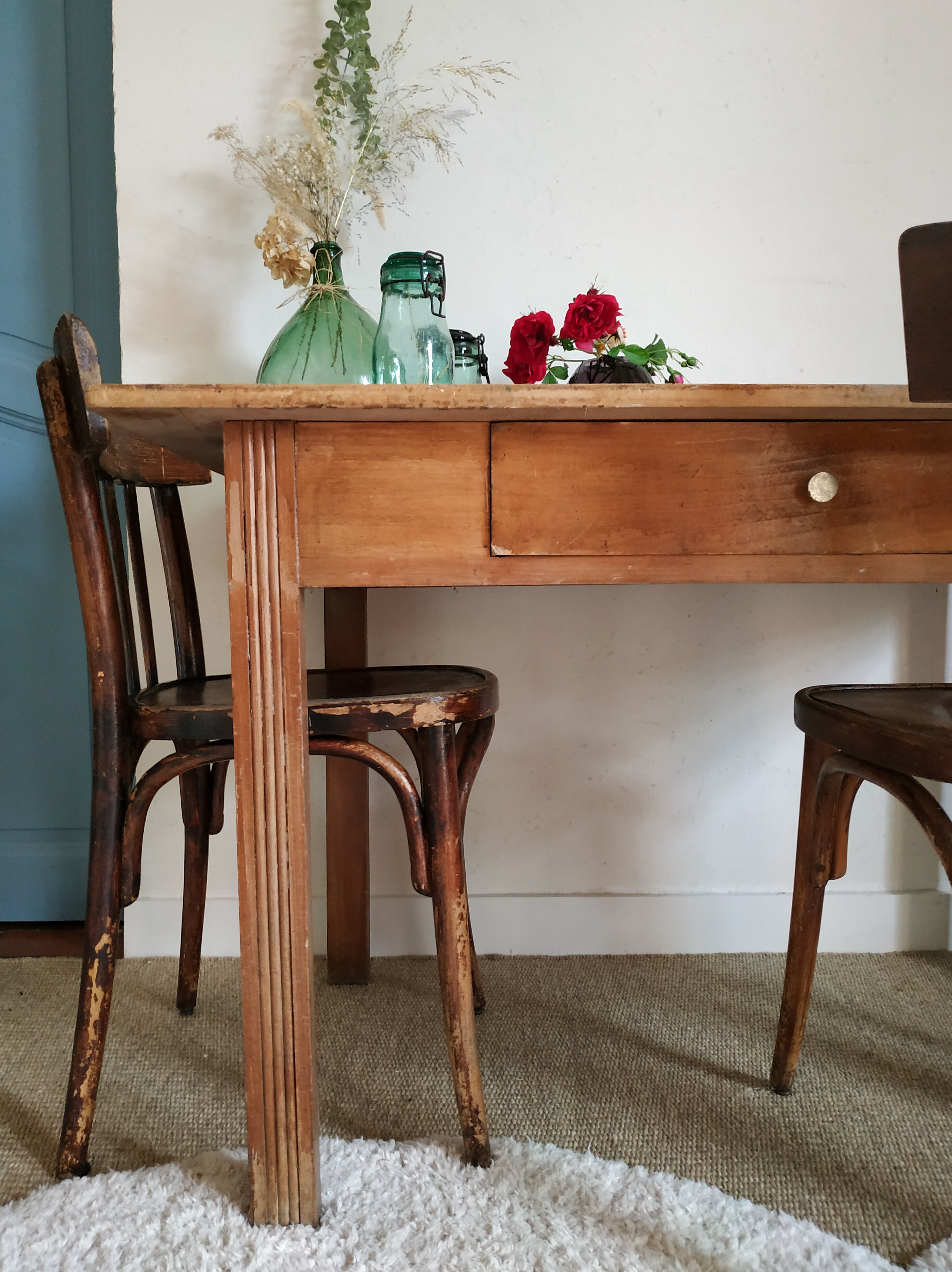 Old wooden farm table