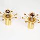 Set (2) of brass 'sputnik' wall lights by Nipro, Norway 1970s