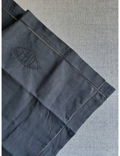 Antique Pillowcase in Pure Charcoal Black Linen Thread