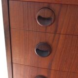 Commode, semainier en placage de teck