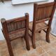 Pair of solid wood and bamboo chairs, brutalist style, 90 cm