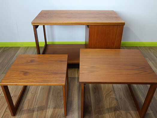 Extendable coffee table nest tables gigognes and beverage cabinet Mcintosh Tristor