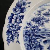 Set of 4 Pyroblan porcelain plates with vintage blue and white decor