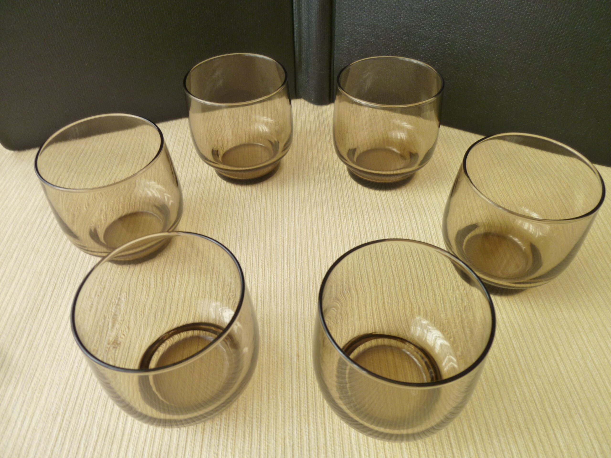 Set of 6 vintage smoked cup glasses