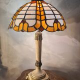 Empire lamp in bronze and marble, large size 70x43, 6kg, and a superb lampshade.