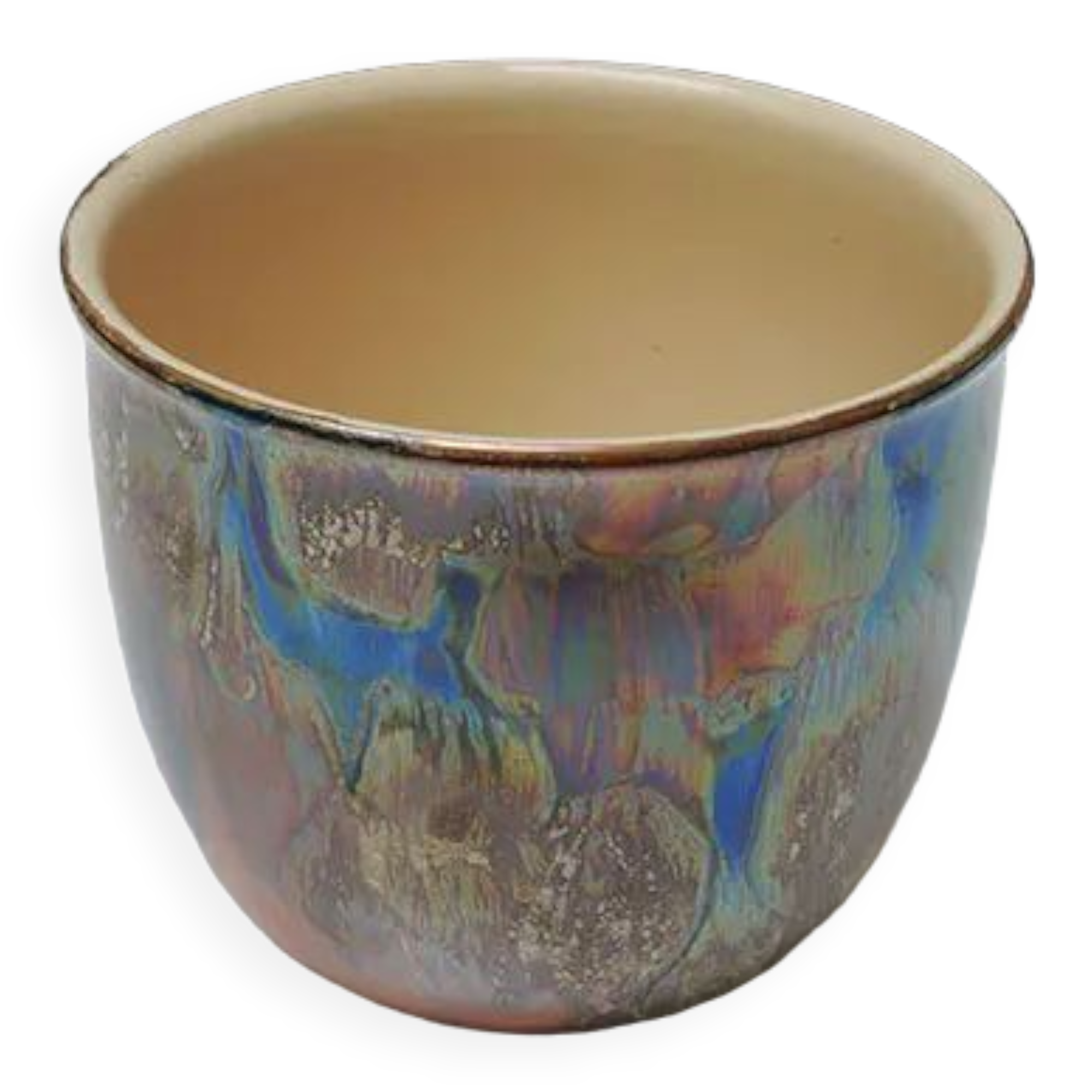 Old iridescent ceramic pot cover W. Germany