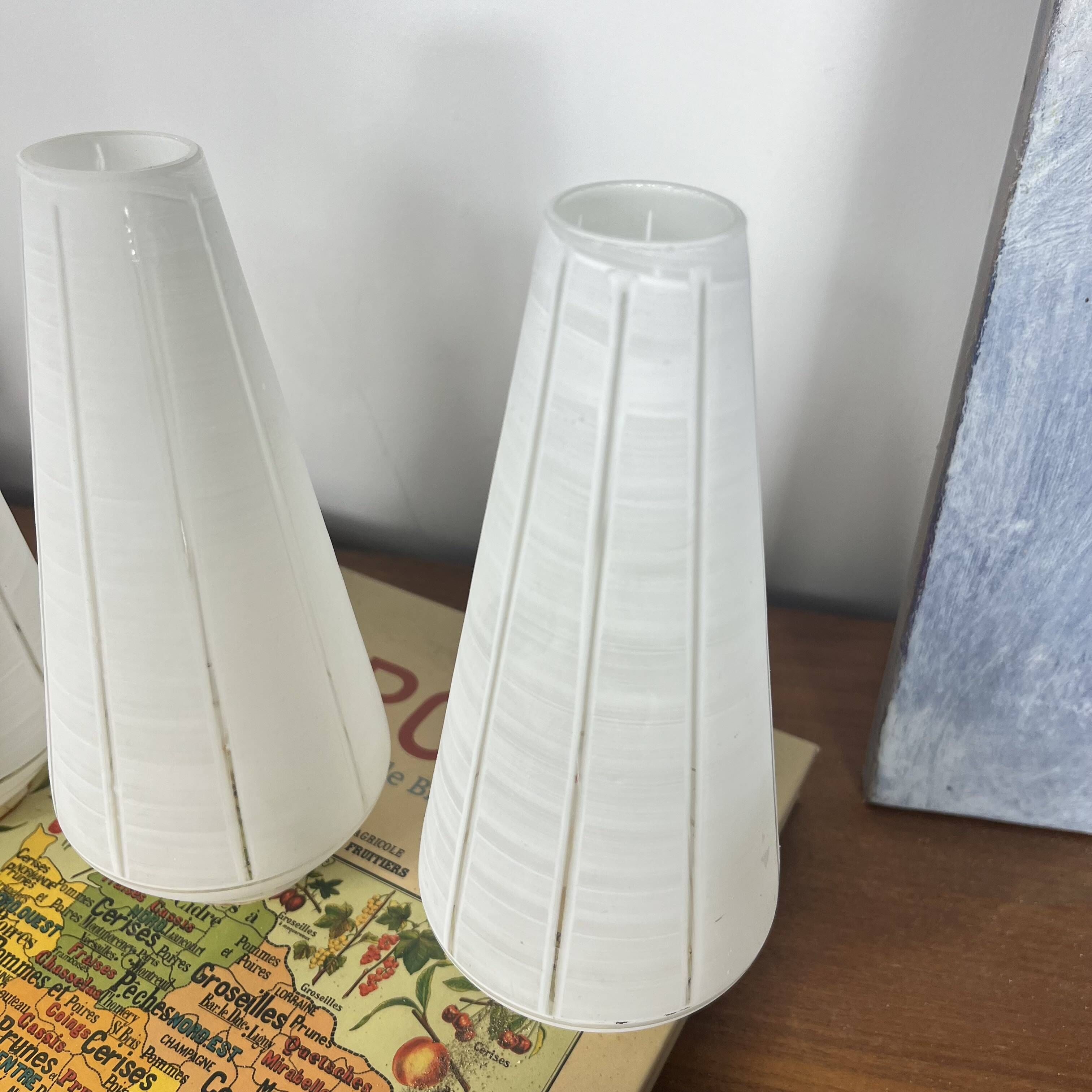 Set of 4 antique white glass tulips for wall lamp chandelier.