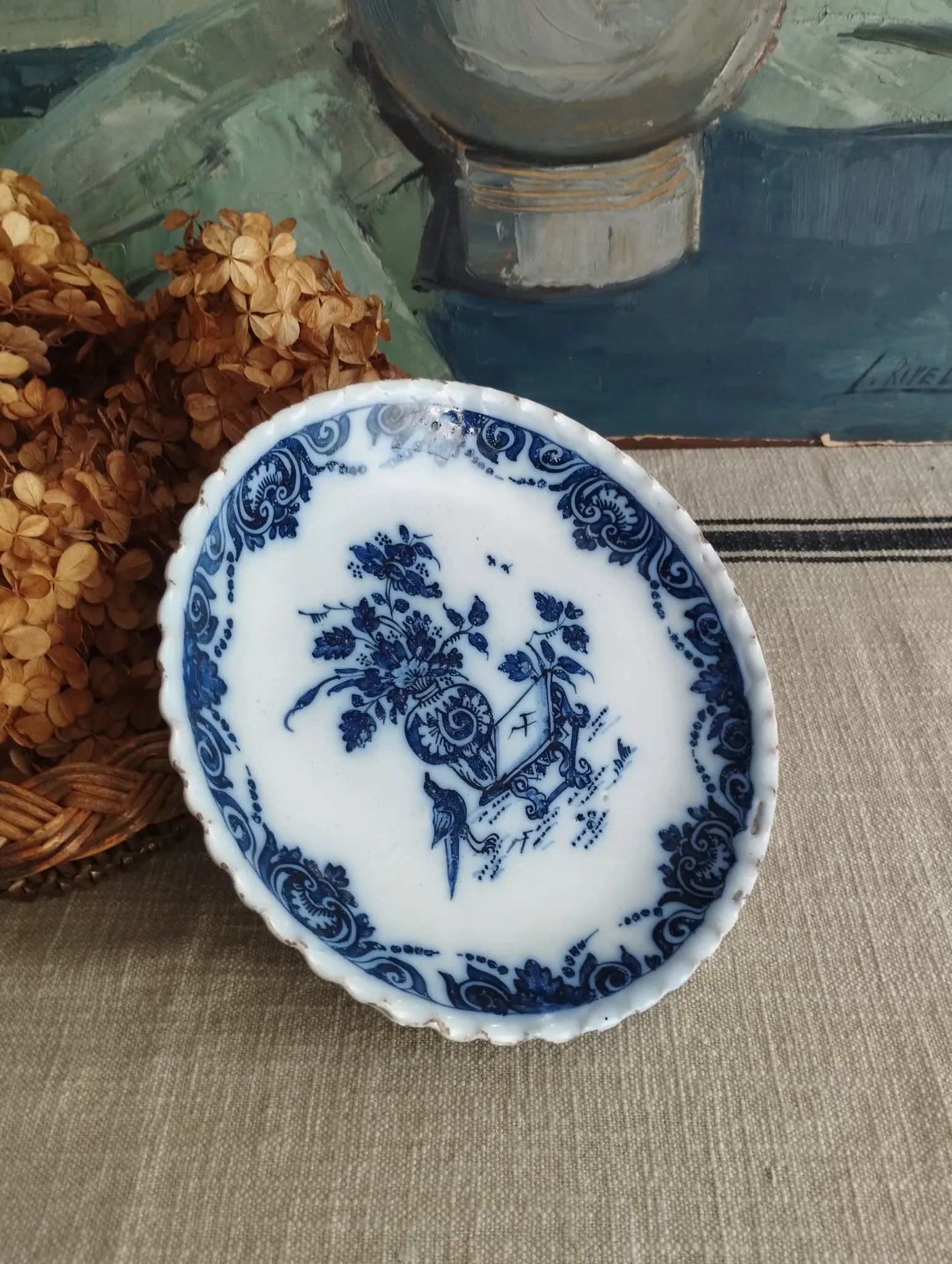Ancienne assiette décorative en faïence Hollande XVIIIe
