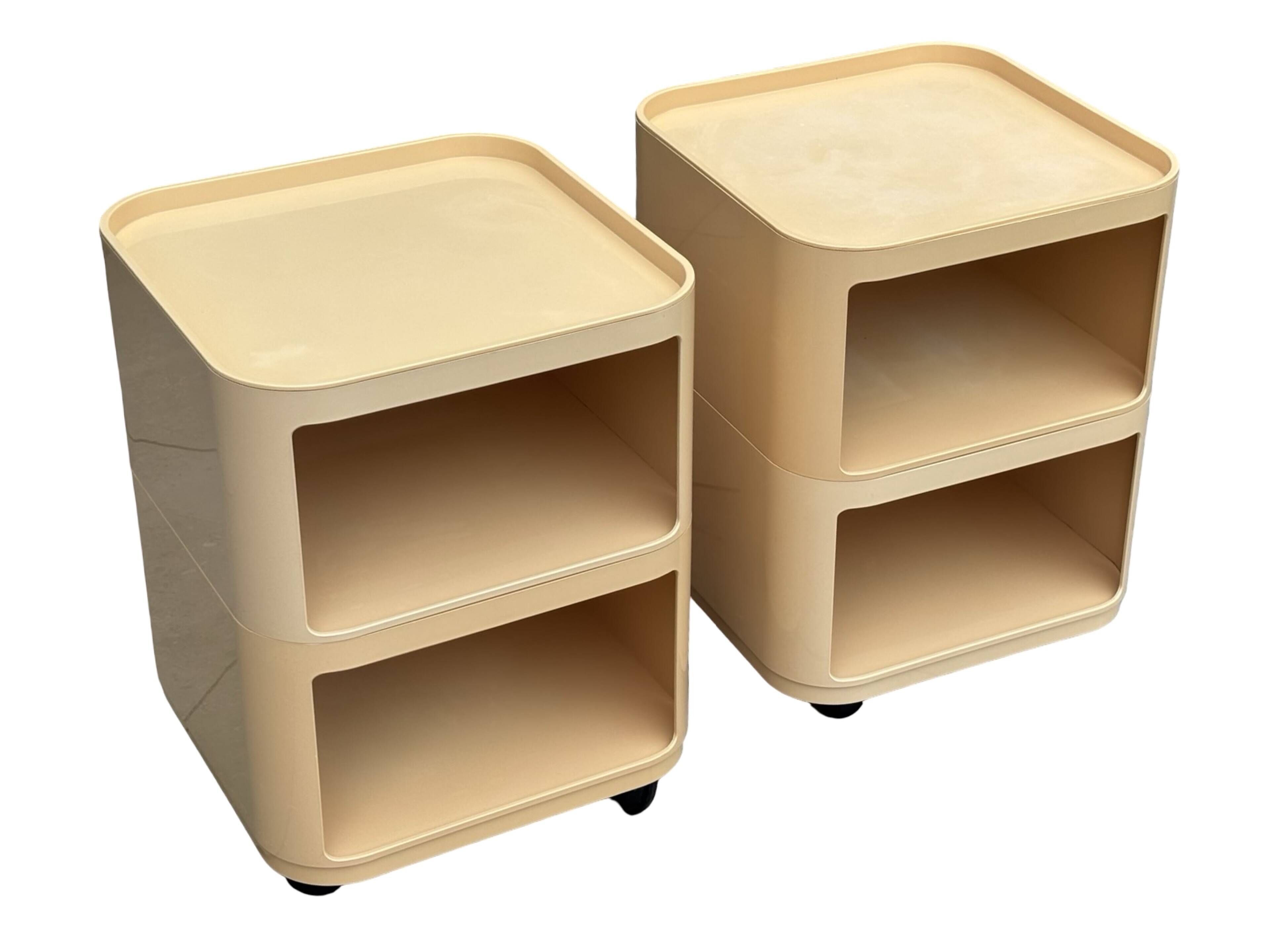 Ensemble vintage de deux chariots Kartell Componibili 4970 par Anna Castelli
