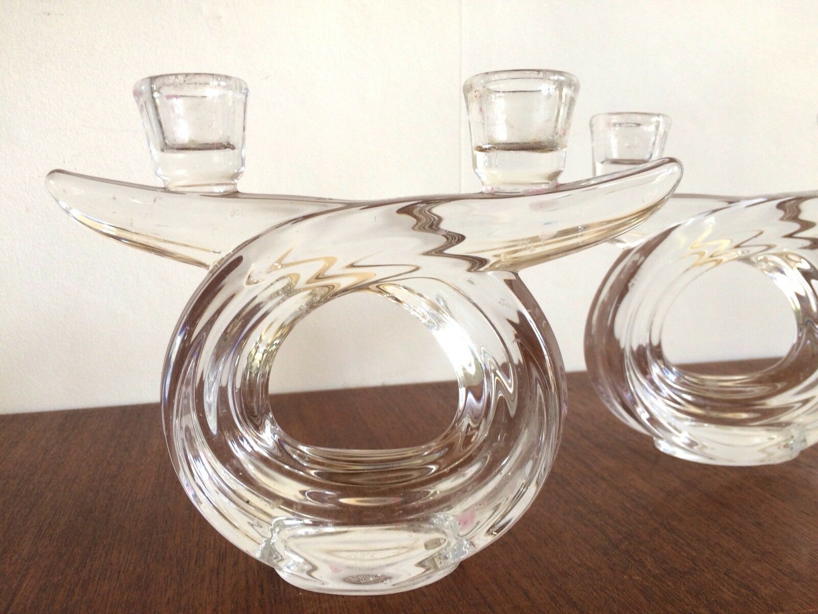 Pair of crystal candle holders of Vannes