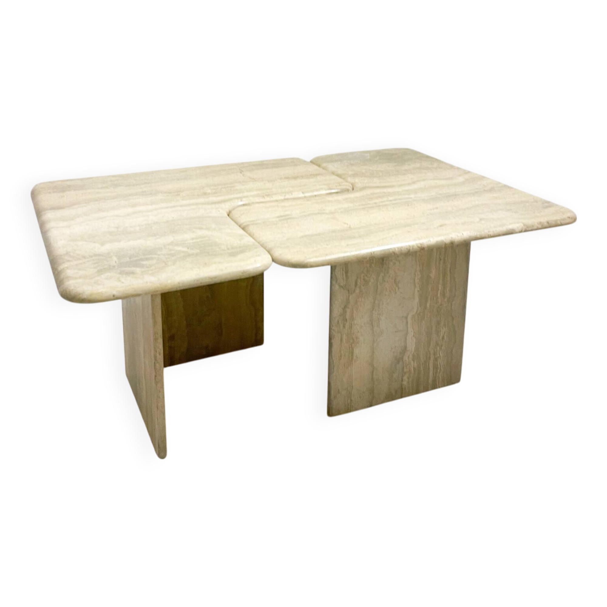 Mid-Century Modern Travertine Two-Parts Coffee Table, 1970s