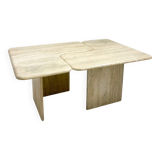 Mid-Century Modern Travertine Two-Parts Coffee Table, 1970s