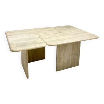 Mid-Century Modern Travertine Two-Parts Coffee Table, 1970s