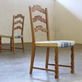 Chaises de salle à manger en chêne brutaliste danois moderne des années 1960 dans le style de Kjærnulf, ensemble.