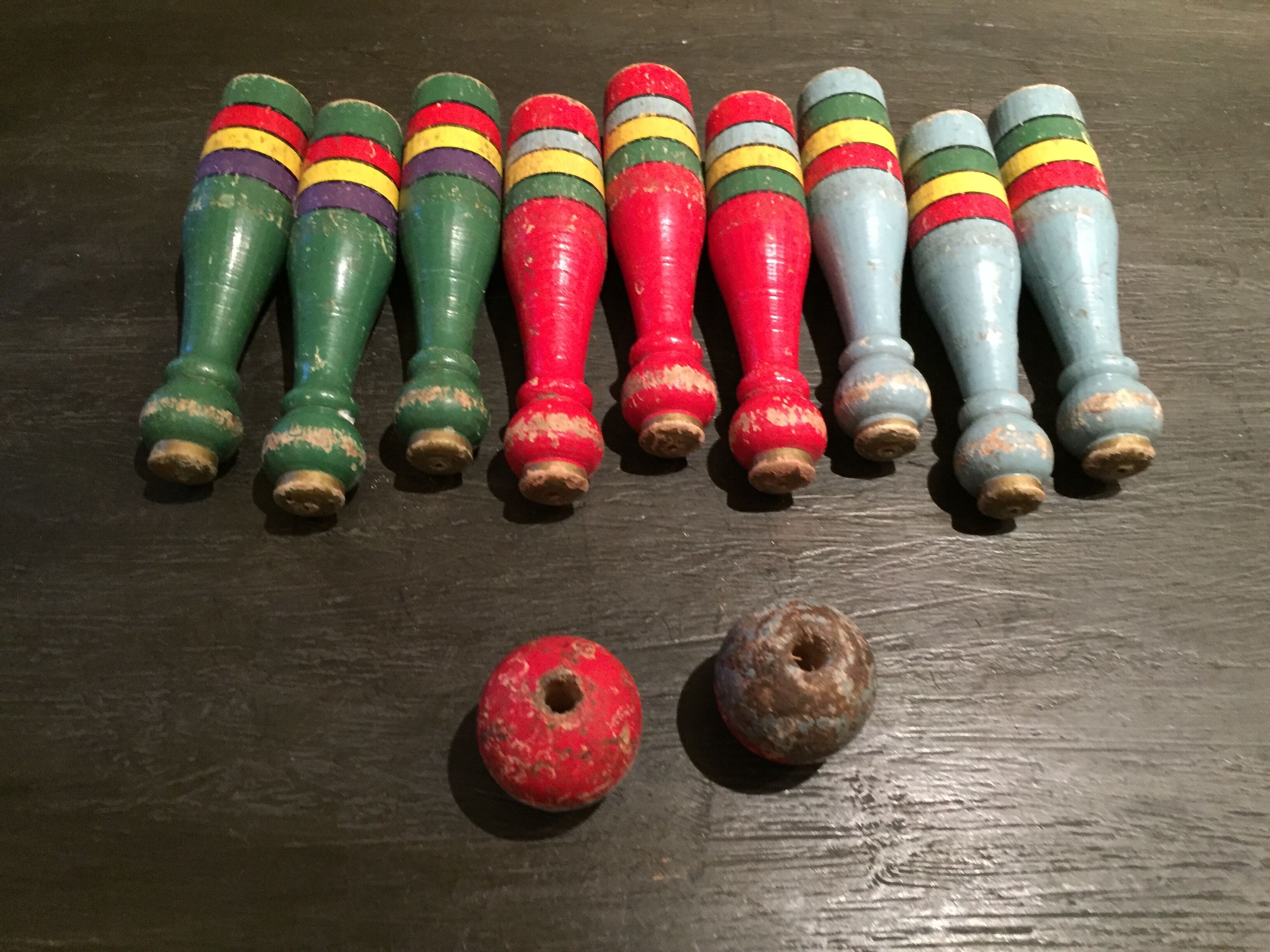 Vintage wooden bowling game