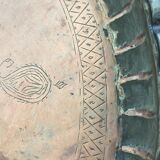 Islamic art Tray with ornaments  engraved copper with pewter coating traces