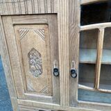 Vintage solid wood art deco 1940s display cabinet