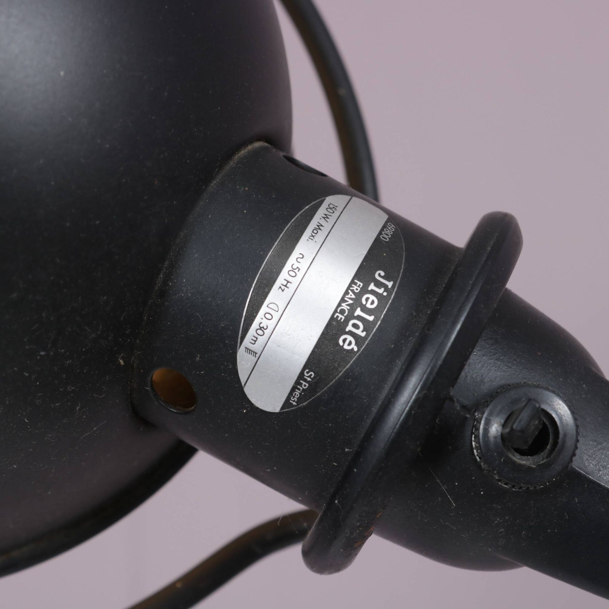 1950s Table clamp lamp in black metal, recent edition model SI332/ Jieldé,
