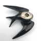 Vintage swallow in two-tone black and blue enameled ceramic