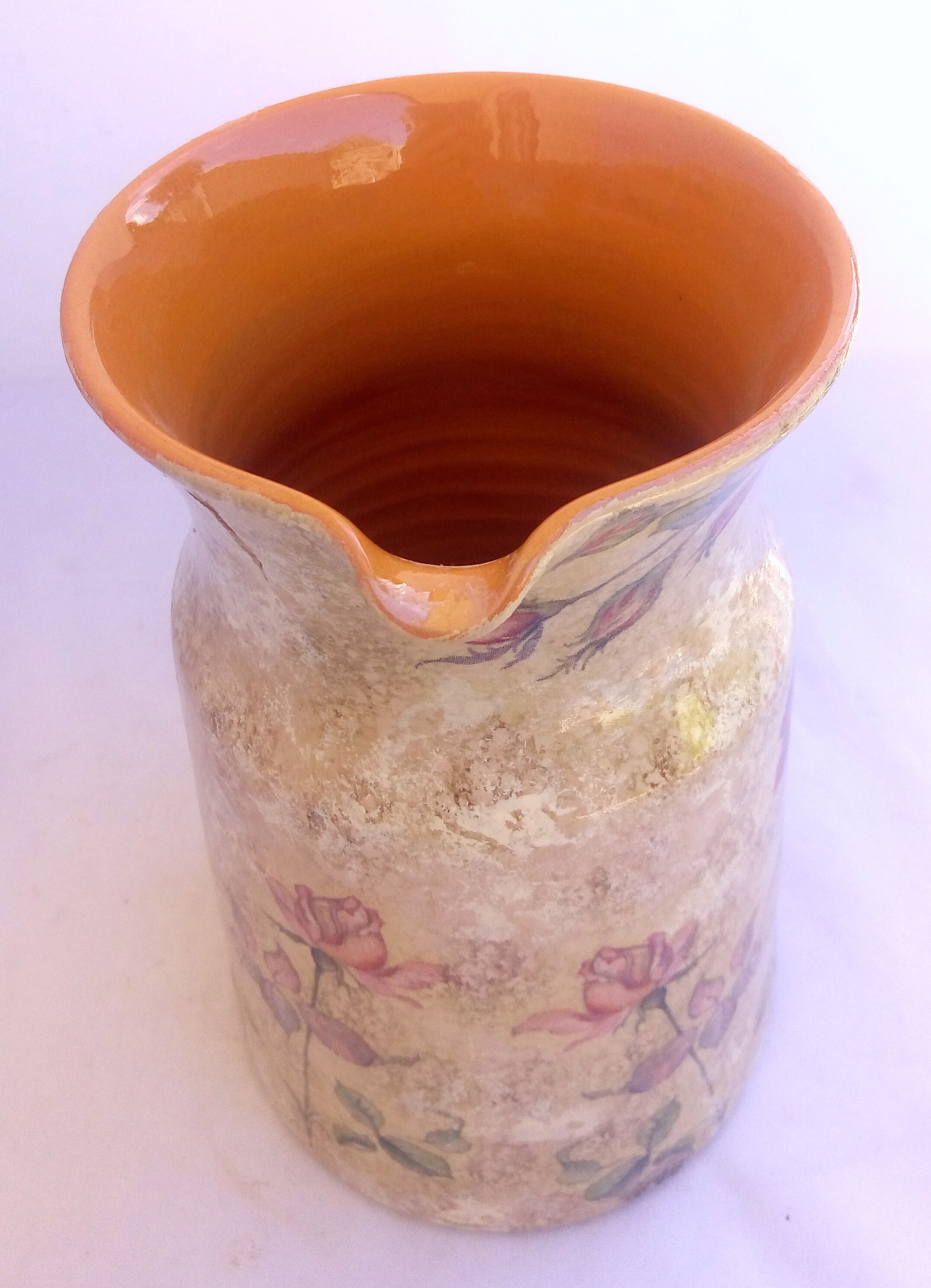 Romantic pitcher with roses made in Corrèze