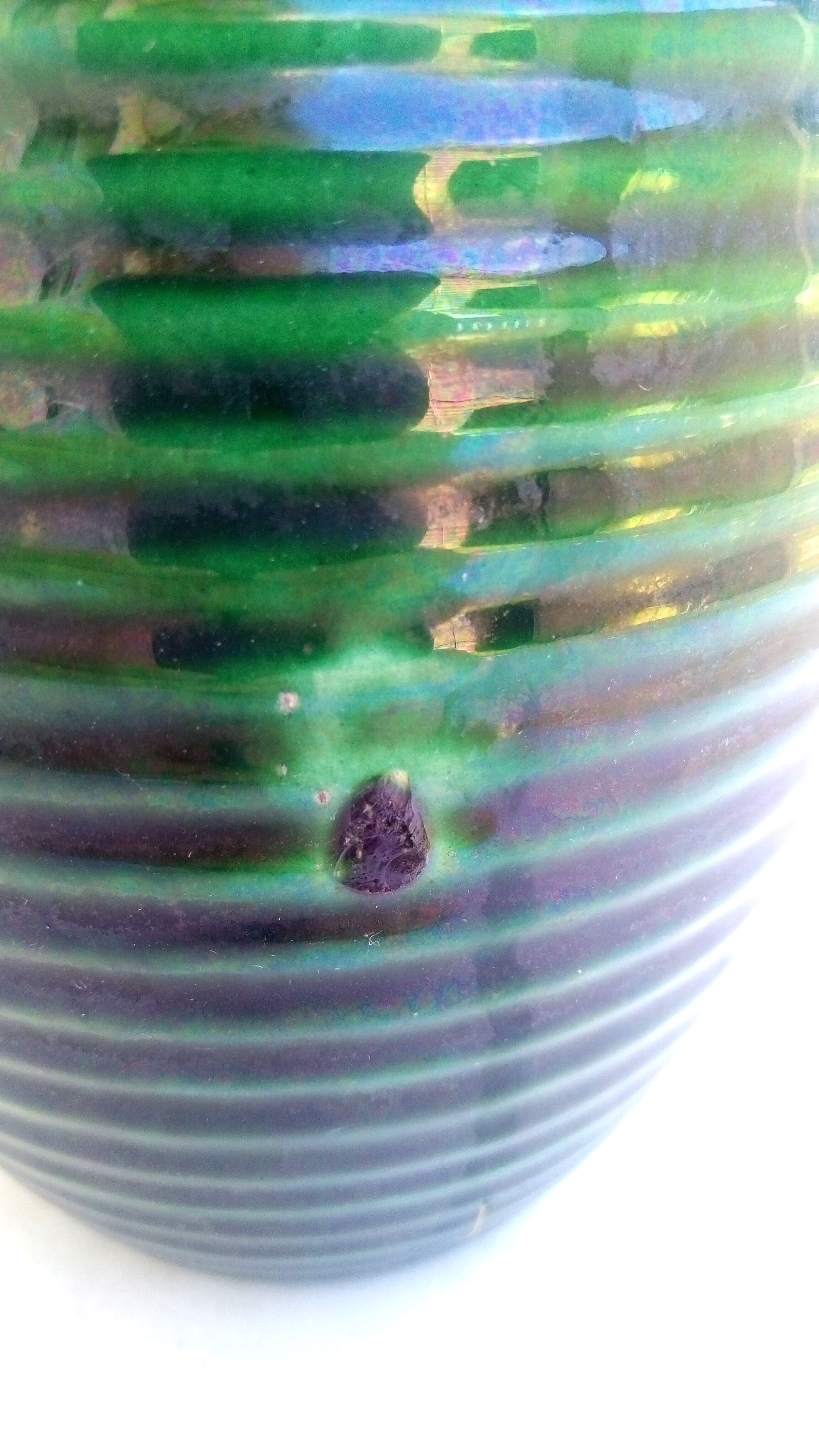 White Letalle green ceramic vase, Saint-Clément Lunéville