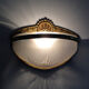Pair of half moon Art Deco wall sconces in bronze and engraved glass 20/30