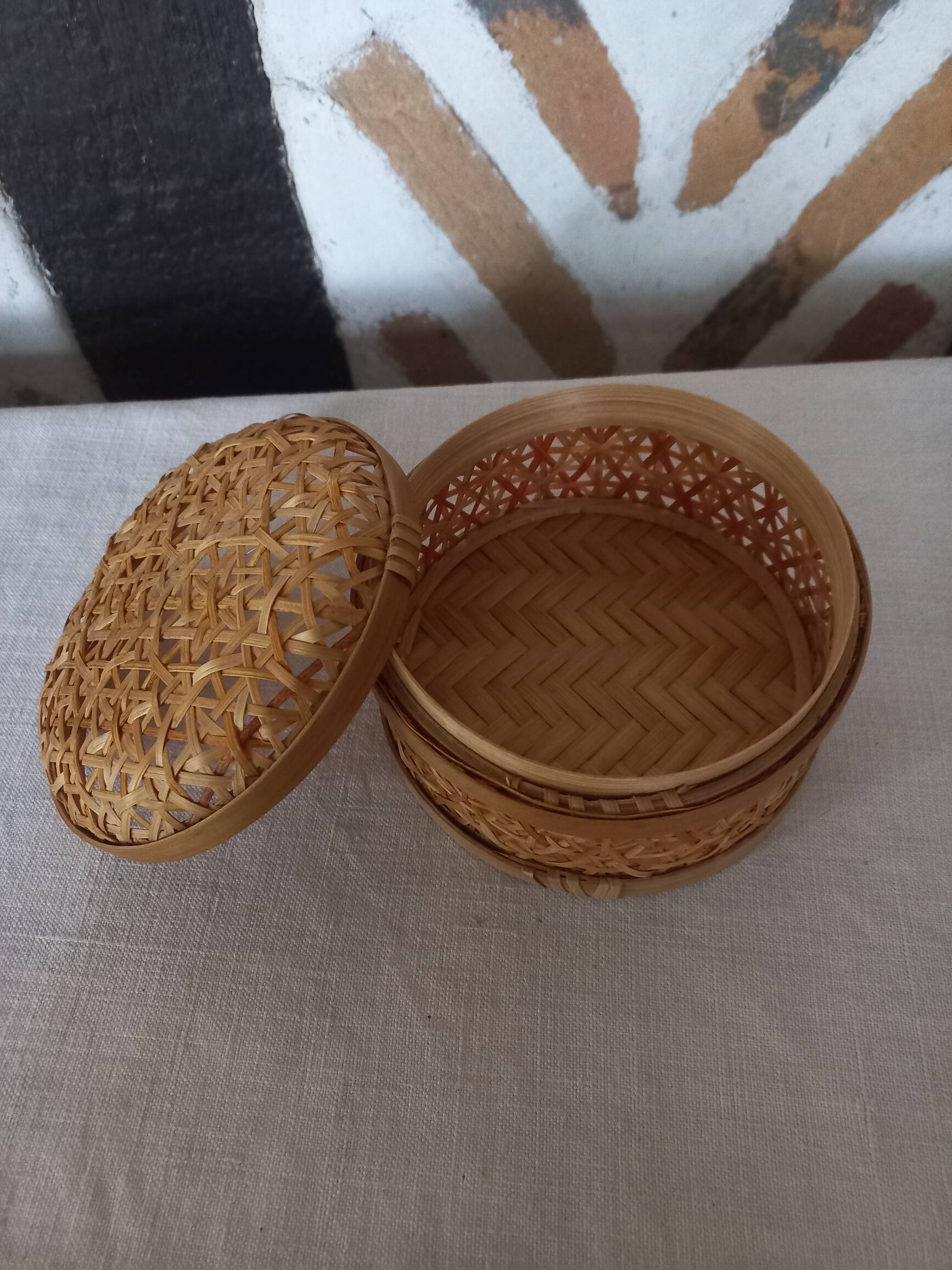 Woven bamboo jewelry box