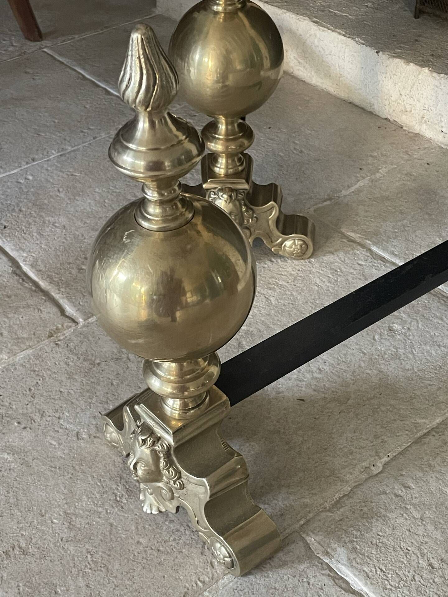 Pair of brass andirons