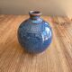 Vintage Glazed Stoneware Ball Vase - Deep Variegated Blue - Signed