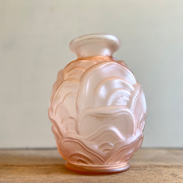 Pink satin glass "ripples" vase