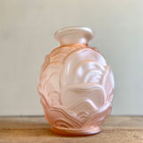 Pink satin glass "ripples" vase
