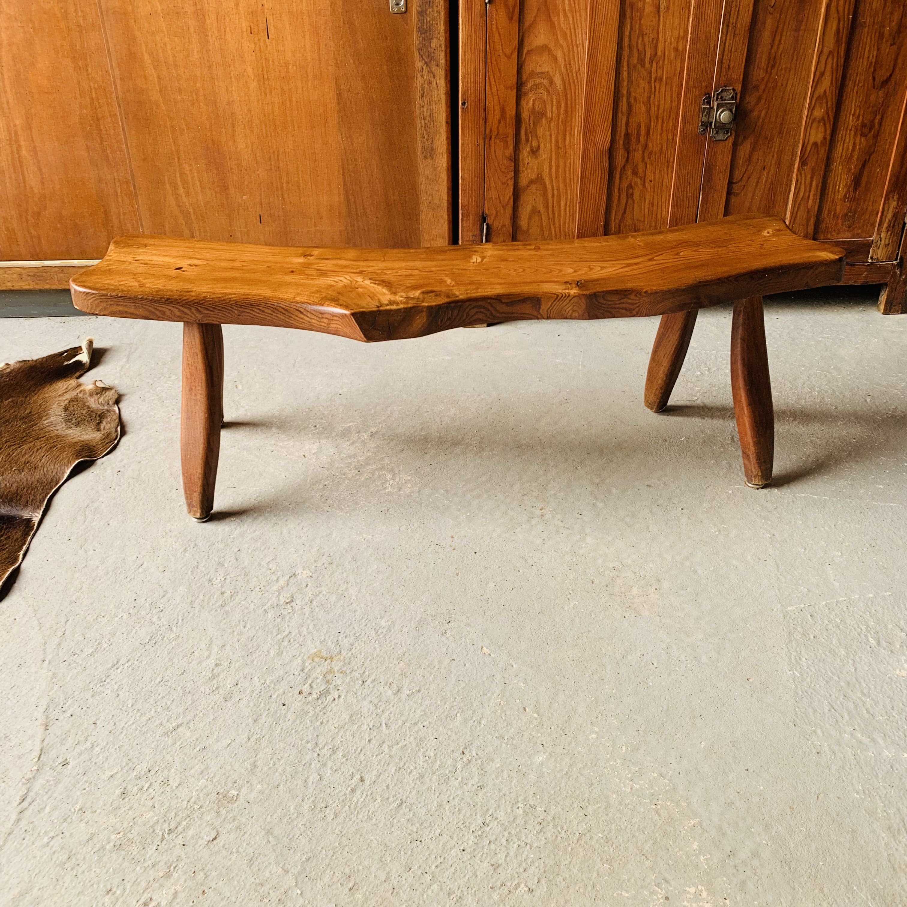 Brutalist wooden bench