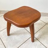 Brutalist tripod stool in solid elm, 1960s