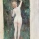 Grande étude de peinture à l'huile représentant un nu féminin vers 1900