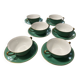 Service Art Déco de 6 tasses à double anses en porcelaine de Limoges