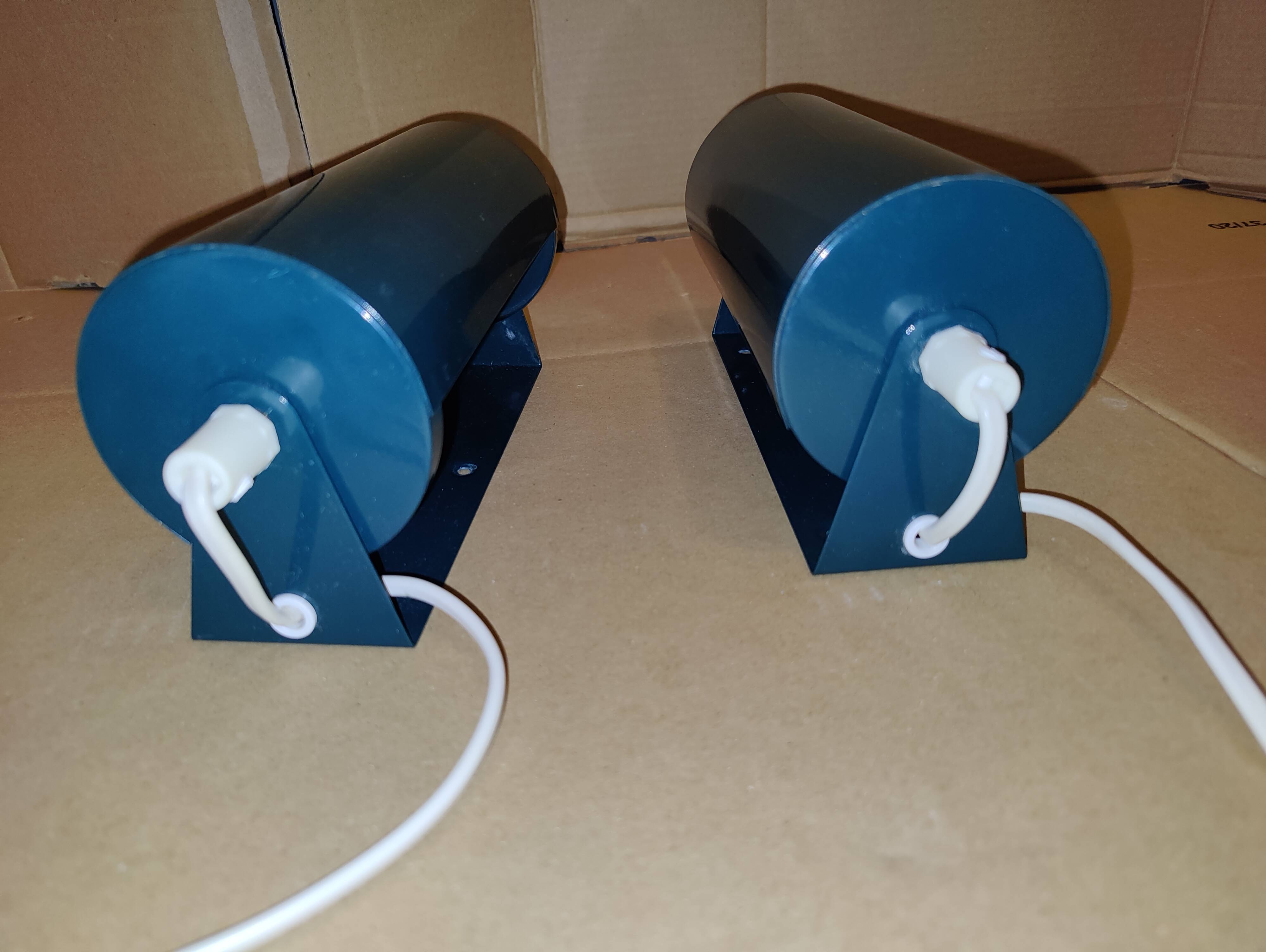 Pair of green Lod type v413 roller wall lights from Ikea.