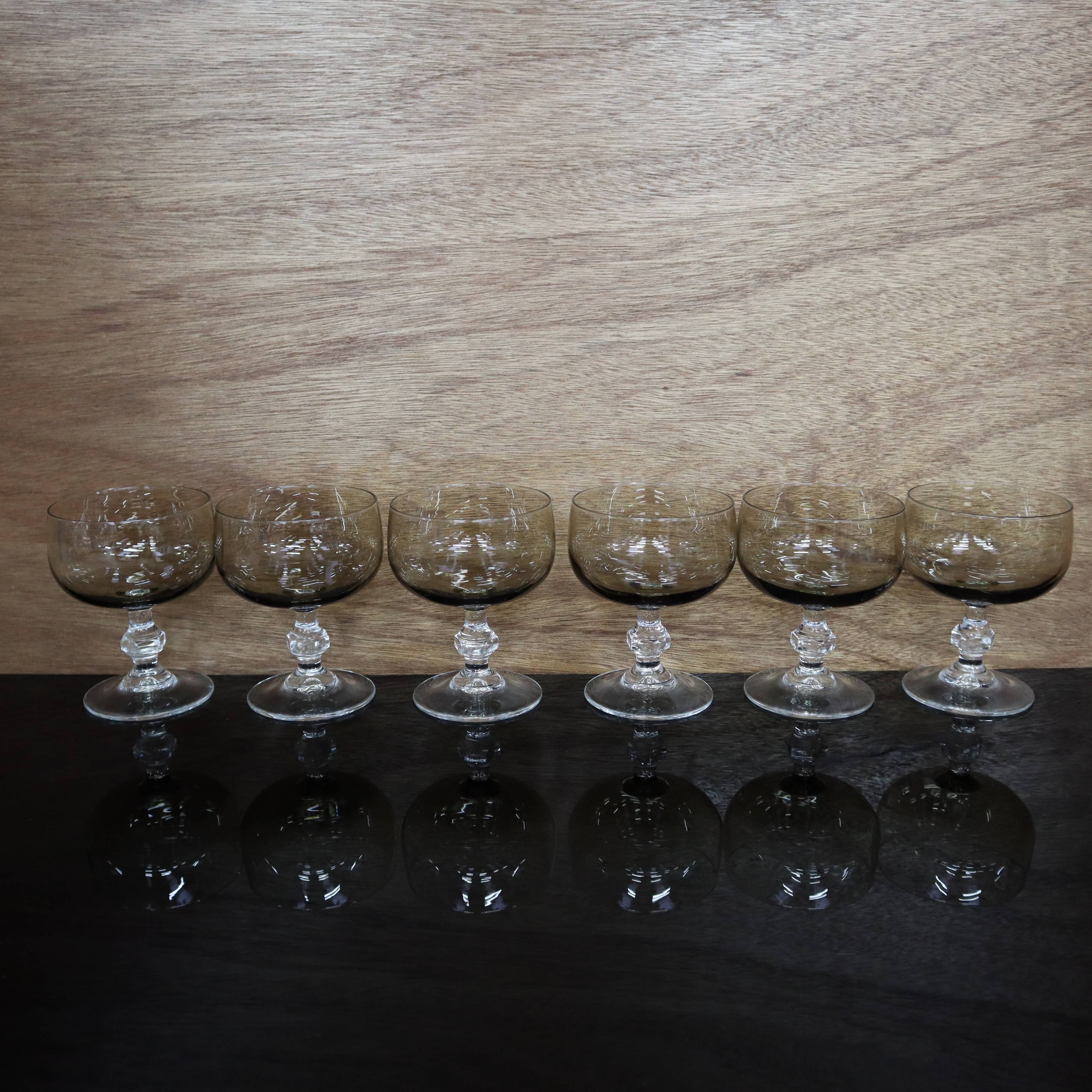 6 Luminarc champagne glasses in smoked black glass "Domaine"