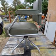 Pullman Armchair in Chrome Metal and Green Leatherette